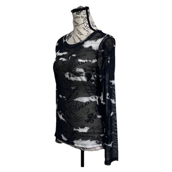 Grace Karin Sheer Mesh Blouse Goth Grunge Moto Biker Edgy Y2k M Punk Womens - Picture 3 of 10